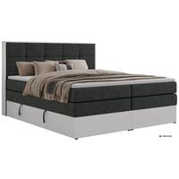 BOXSPRINGBETT ALVIT KING 140/200 - Dunkelgrau Stukture - Topper T25 - H3 - Dunkelgrau/Schwarz, Kunststoff/Textil (140/200cm) - MKS