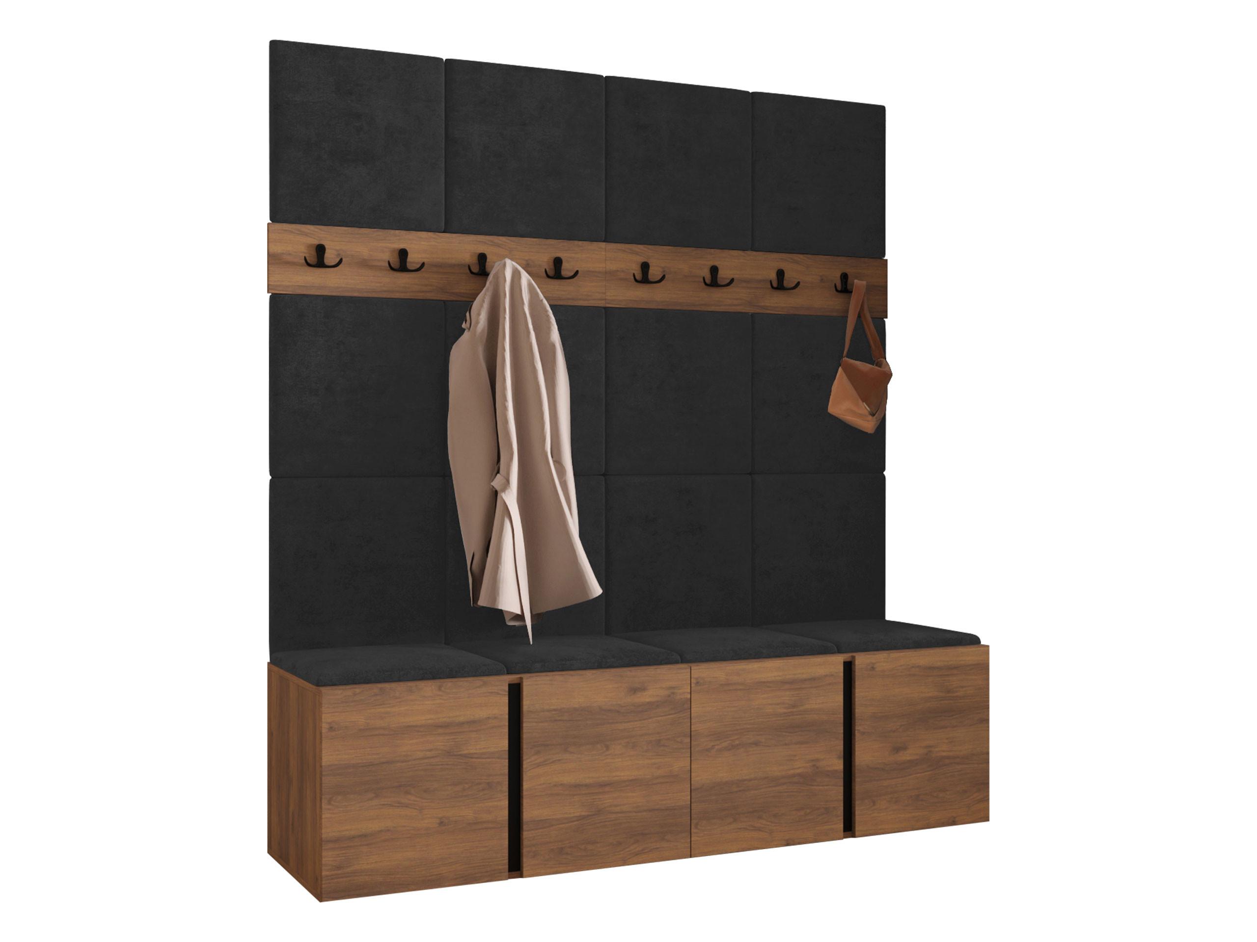 GARDEROBEN-SET Orion V - Anthrazit/Nussbaumfarben, Holzwerkstoff/Kunststoff (168/186/46cm) - MIRJAN24