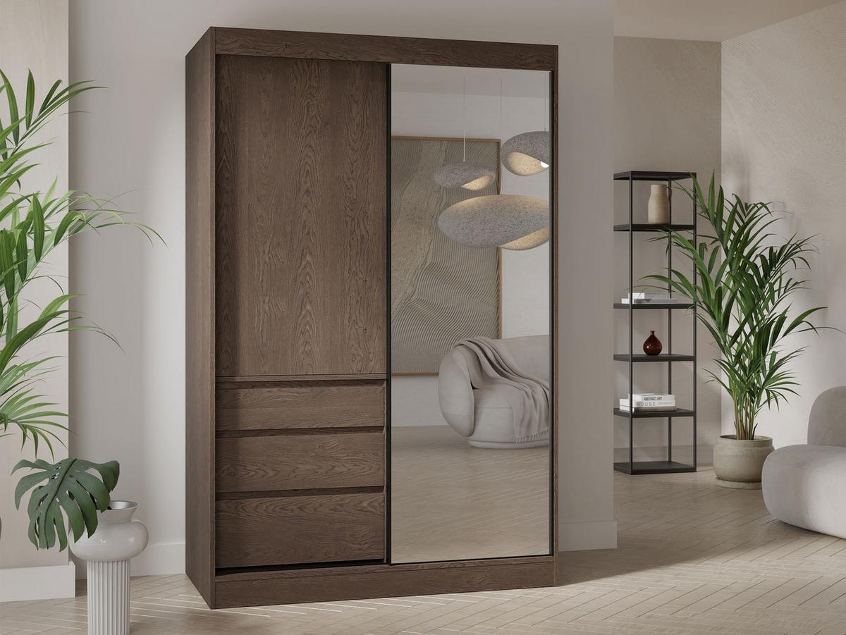 SCHWEBETÜRENSCHRANK Haiti 140 mit Spiegel - Braun, Holzwerkstoff (140/216/65cm) - MIRJAN24