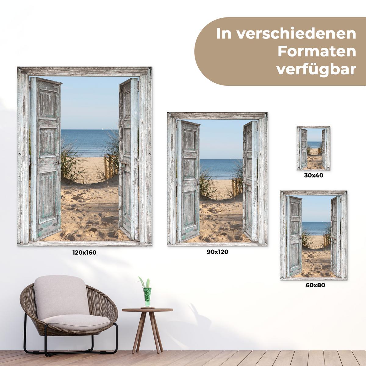 GARTENPOSTER Düne - Strand - Aussicht - Sommer Gartendekoration 120x160 cm - Hellgrau, Kunststoff (120/160/0.2cm) - OnlyWow