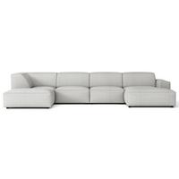 WOHNLANDSCHAFT Sellmo 366 cm - Hellgrau/Schwarz, Kunststoff/Textil (370/70/184cm) - Selsey