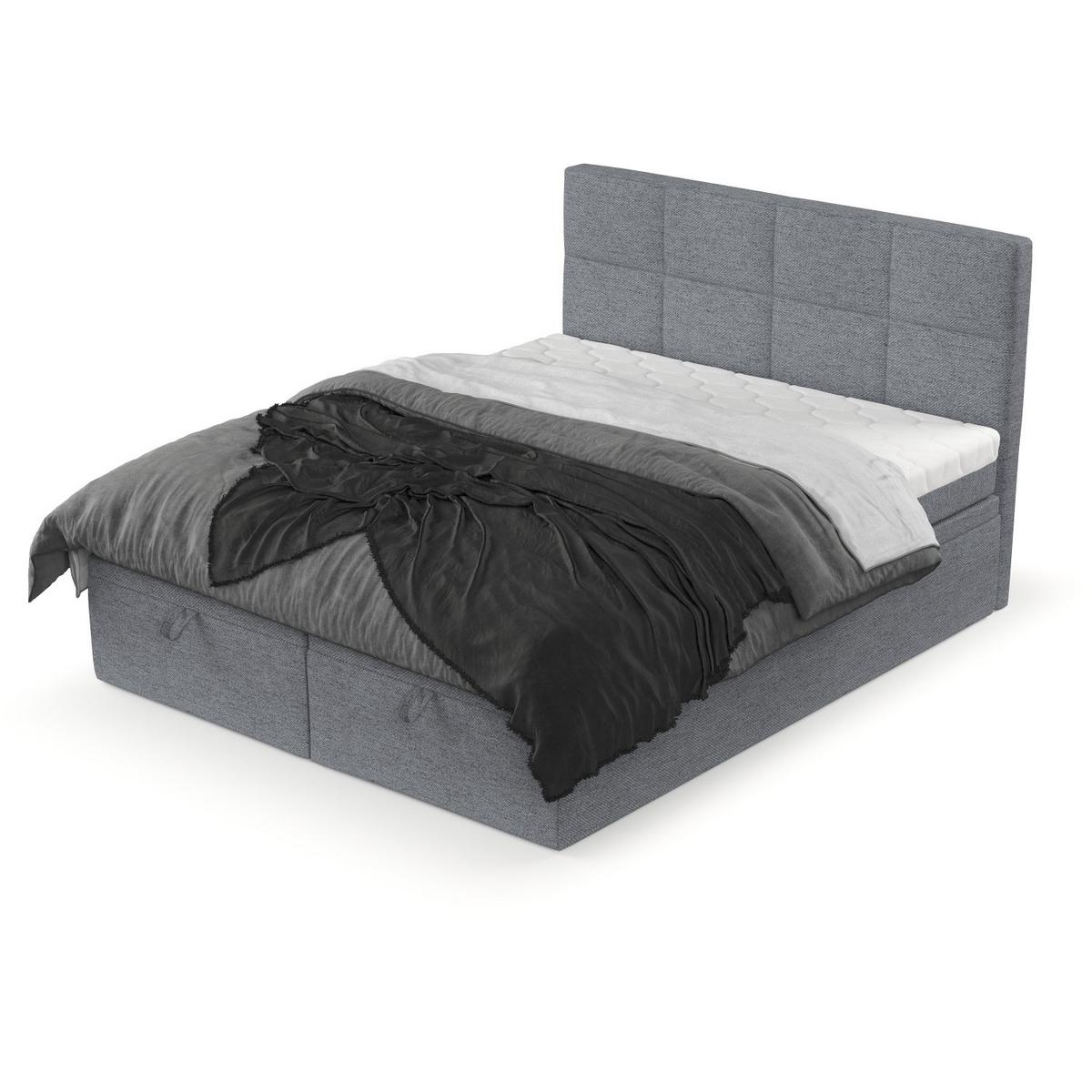 BOXBETT Tessa 140/200 cm Grau im Neve Stoff - Schwarz/Grau, Holz/Holzwerkstoff (140/200cm) - AltaBeds