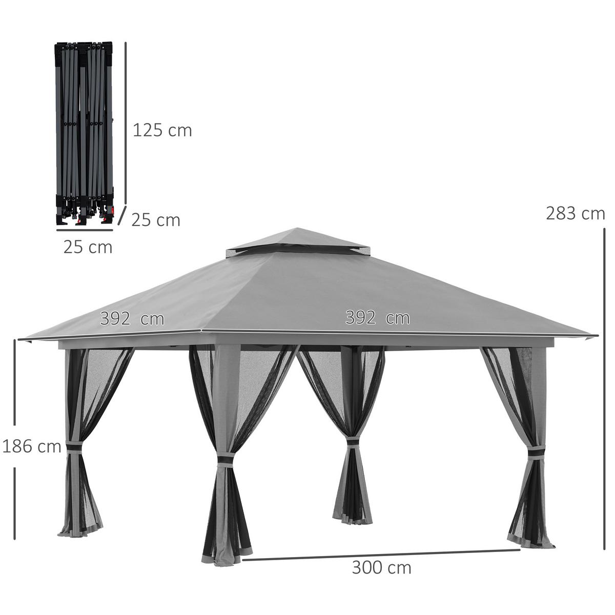 FALTPAVILLON Oxford-Polyester Dunkelgrau - Dunkelgrau, Kunststoff (392/283/392cm) - Outsunny