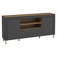 SIDEBOARD Mossa 2D1S MO07 - Goldfarben/Schwarz, Holzwerkstoff/Kunststoff (177/84/40cm) - MIRJAN24