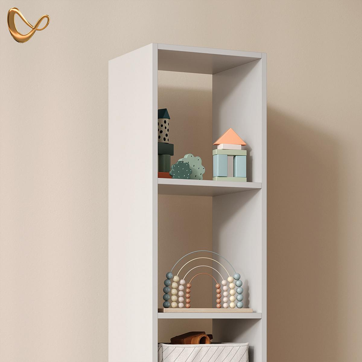 KINDERREGAL Mailo Weiß/Artisan 35.2 x 159.5 cm mit Sitzbank - Weiß/Eiche Artisan, Holzwerkstoff (35.2/159.5/30cm) - Livinity®