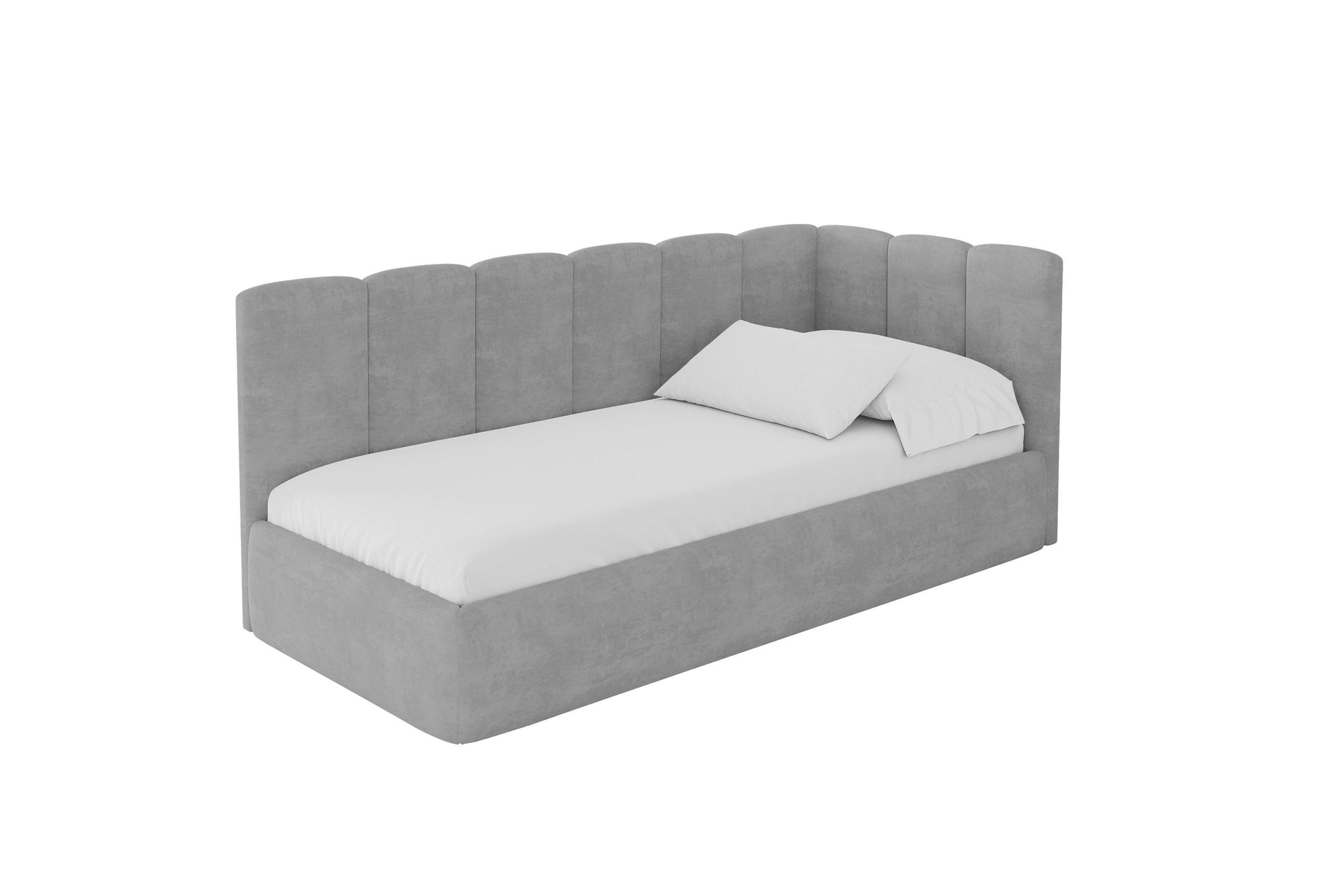 EINZELLBETT Jugendbett mit Bettkasten und Matratze H3/H4, Links - DEXY 100x200 Grau - Hellgrau, Holzwerkstoff/Textil (100/200cm) - ALTDECOR