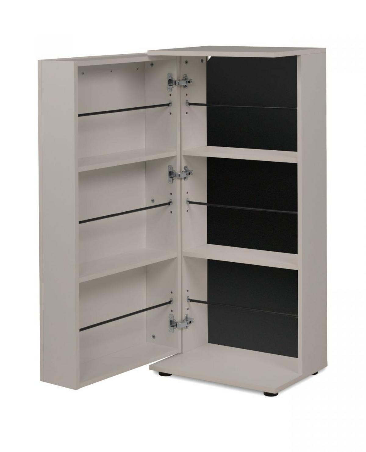 SCHUHSCHRANK samtfarben 50 cm, Schuhkommode aufklappbar mit 6 Fächern - Beige/Schwarz, Holzwerkstoff/Kunststoff (50/110/34cm) - Furn.Design