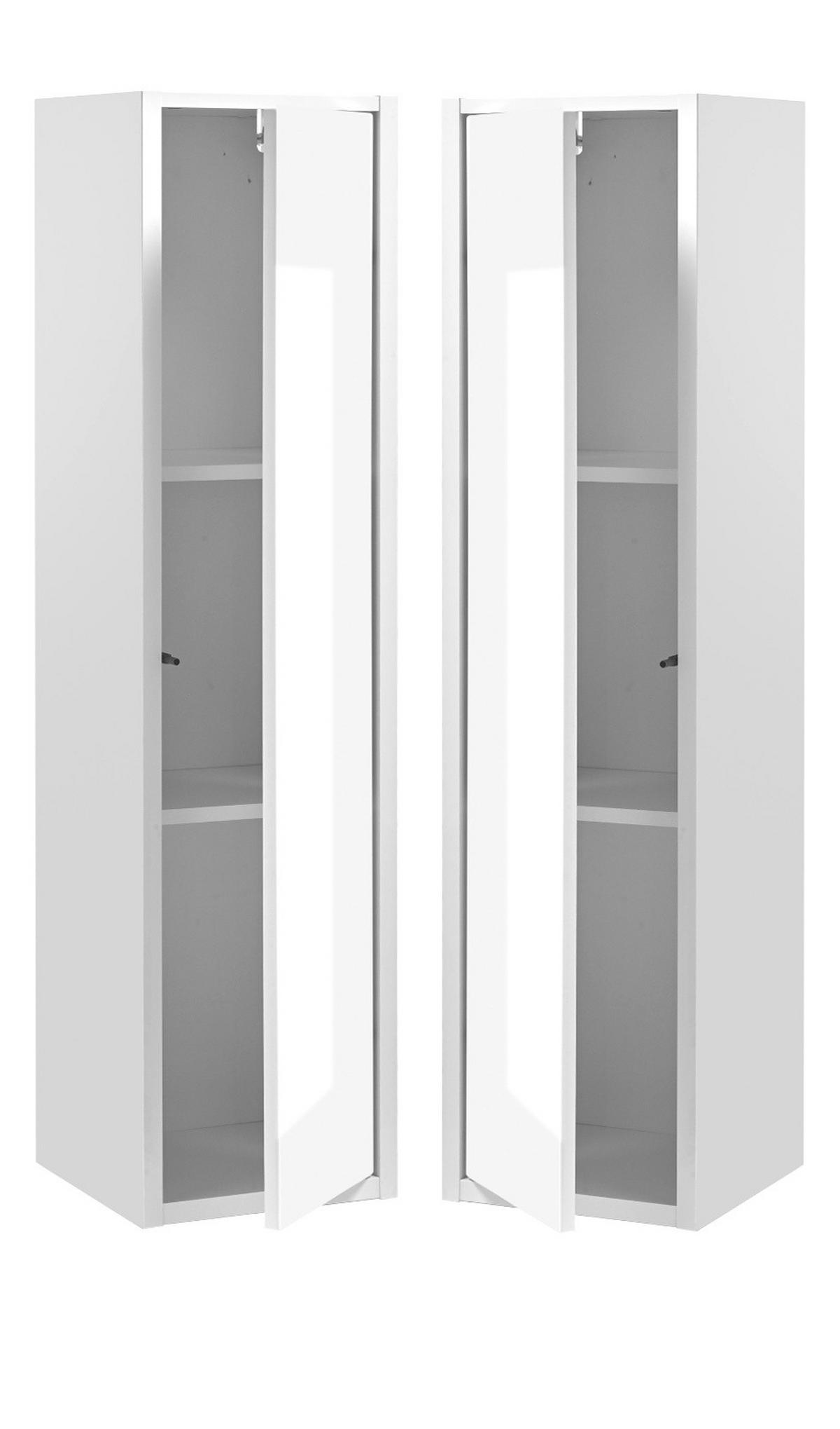 HOCHSCHRANK weiß Hochglanz, grau 30 x 119 cm, Badschrank Türanschlag wechselbar Glide - Weiß Hochglanz/Grau, Holzwerkstoff (30/119/30cm) - Furn.Design