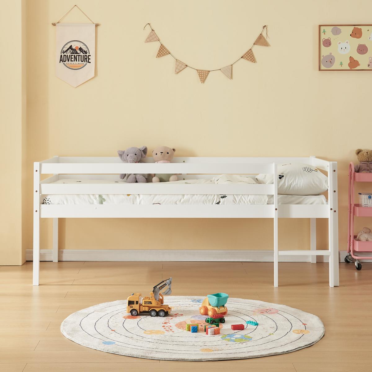 KINDERBETT Siikalatva mit Matratze - Weiß, Holz (90/200cm) - [en.casa]