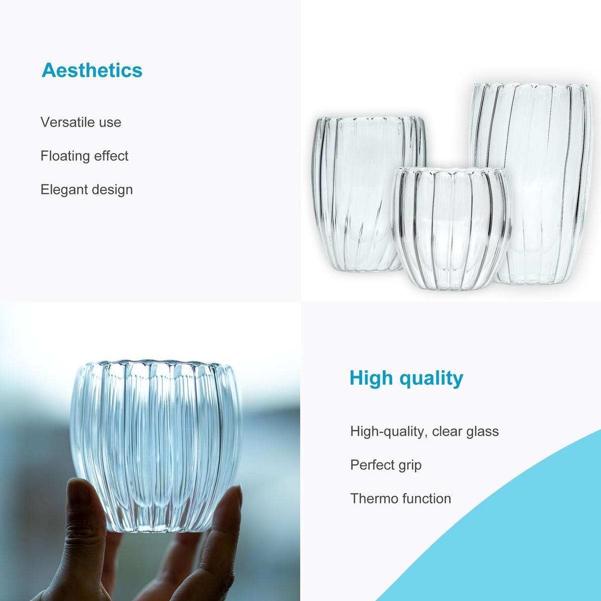 THERMO KAFFEE GLAS 190ml (2-tlg.) - Transparent, Glas - Intirilife
