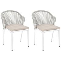 STUHL 2er-Set und Sitzkissen Metall Cremeweiß Paranea - Creme, Metall (46/80/47cm) - Beliani