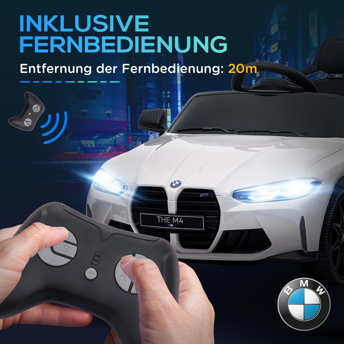 KINDER Elektroauto 12V Kinderfahrzeug mit 2,4G-Fernbedienung, 3-5 km/h, Weiß - Weiß, Metall (108/69.5/51cm) - AIYAPLAY