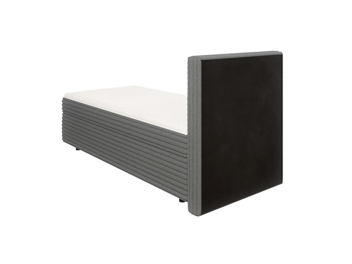 BOXBETT Roma 90/200 cm Dunkelgrau Plüschcord - Dunkelgrau/Schwarz, Holz/Kunststoff (90/200cm) - S-Style Möbel