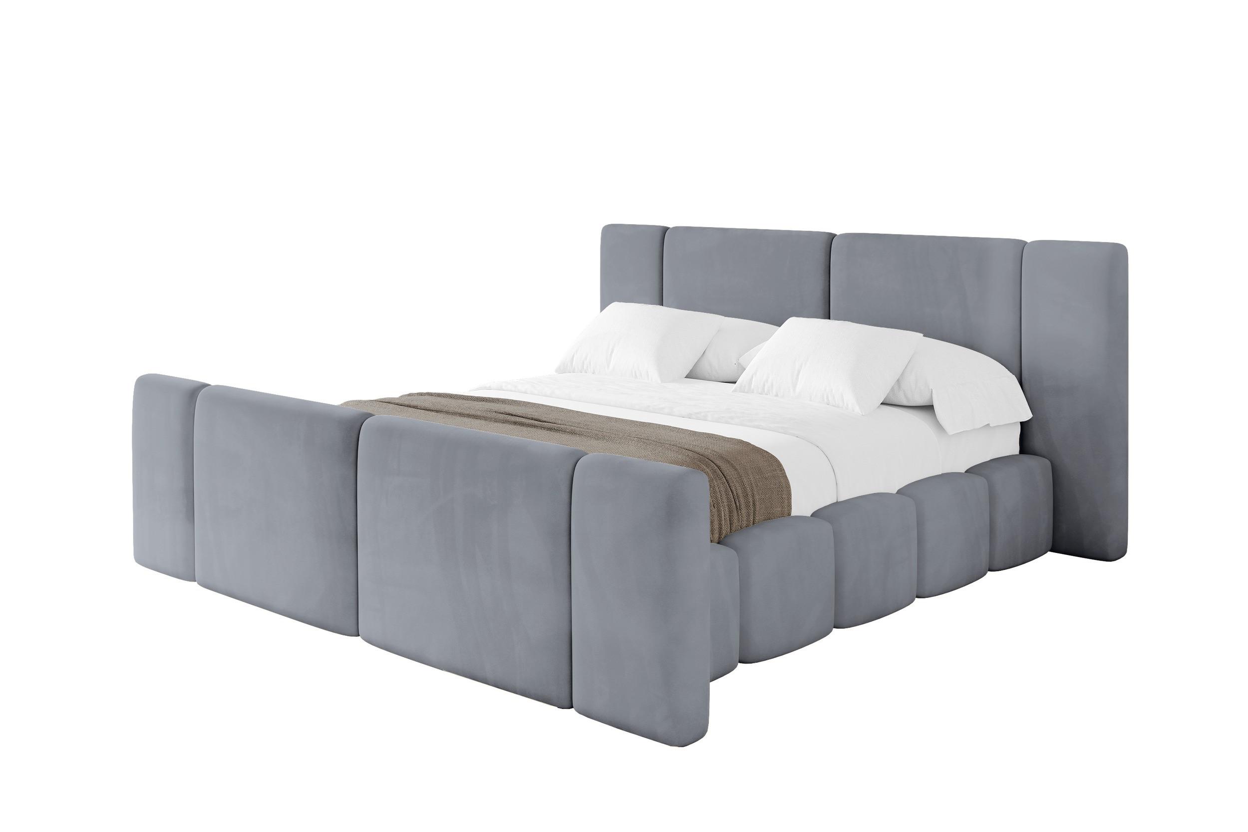 POLSTERBETT mit Bettkasten, Fußteil und Lattenrost, Boxbett ohne Matratze - NILO-Z 120x200 Grau - Grau, Holzwerkstoff/Textil (120/200cm) - ALTDECOR