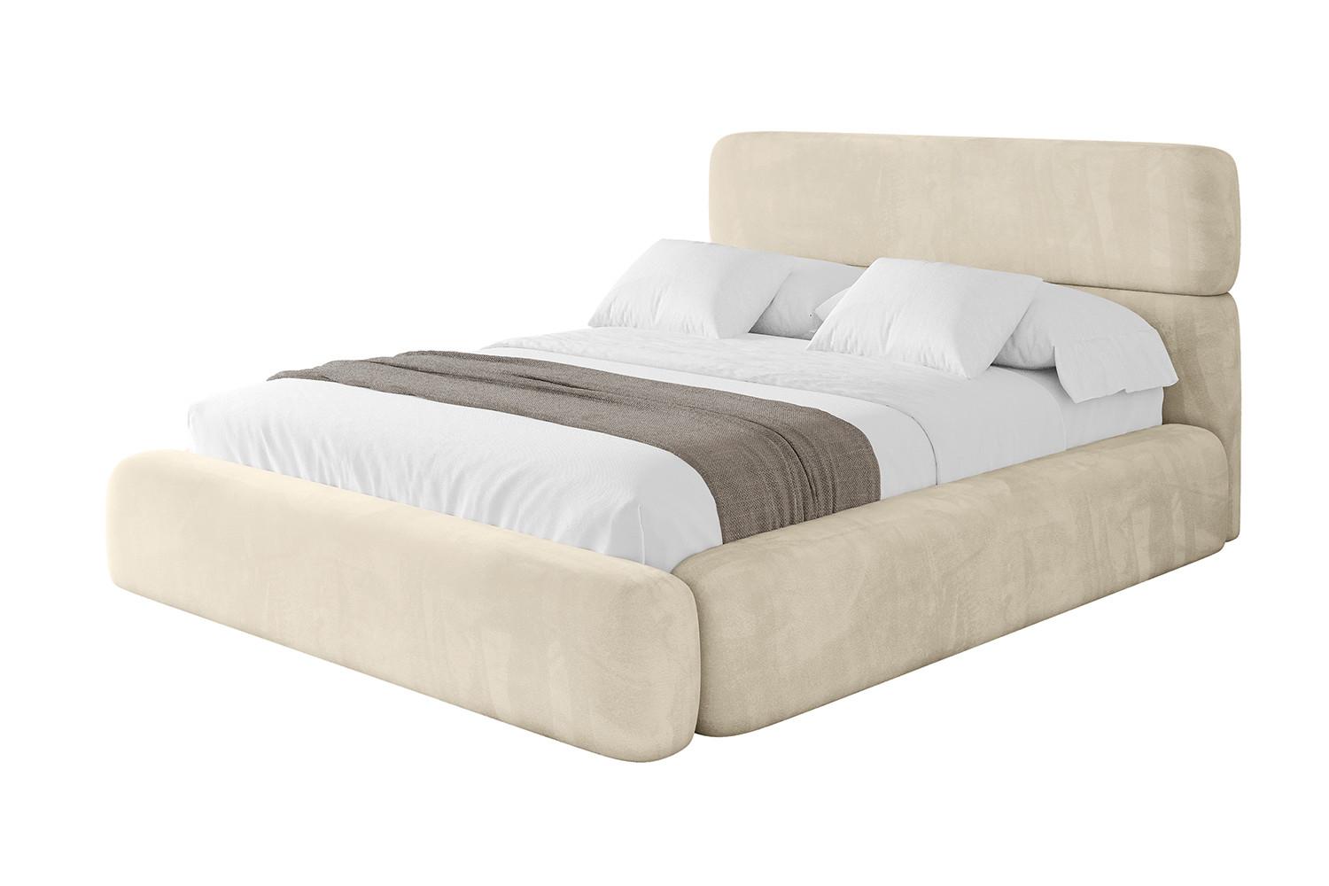 POLSTERBETT mit Bettkasten und Lattenrost, Boxbett ohne Matratze - ENORA 180x200 Beige - Ecru, Holzwerkstoff/Textil (180/200cm) - ALTDECOR