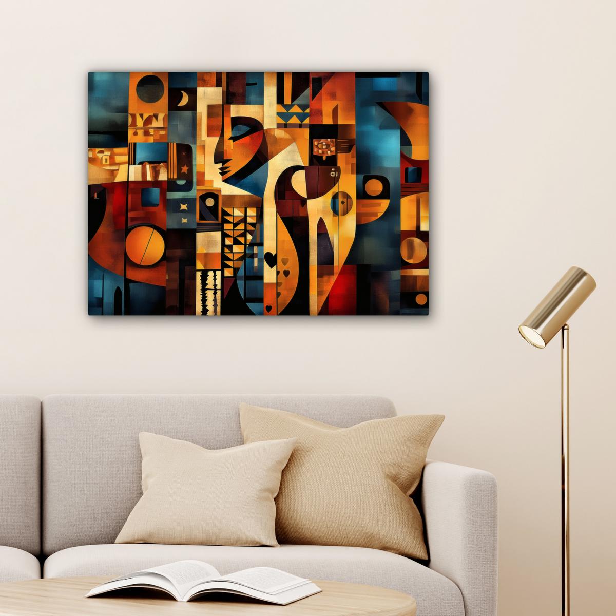 LEINWANDBILD Figuren - Abstrakt - Symbole Wandbilder 80x60 cm - Terracotta, Textil (80/60cm) - MuchoWow