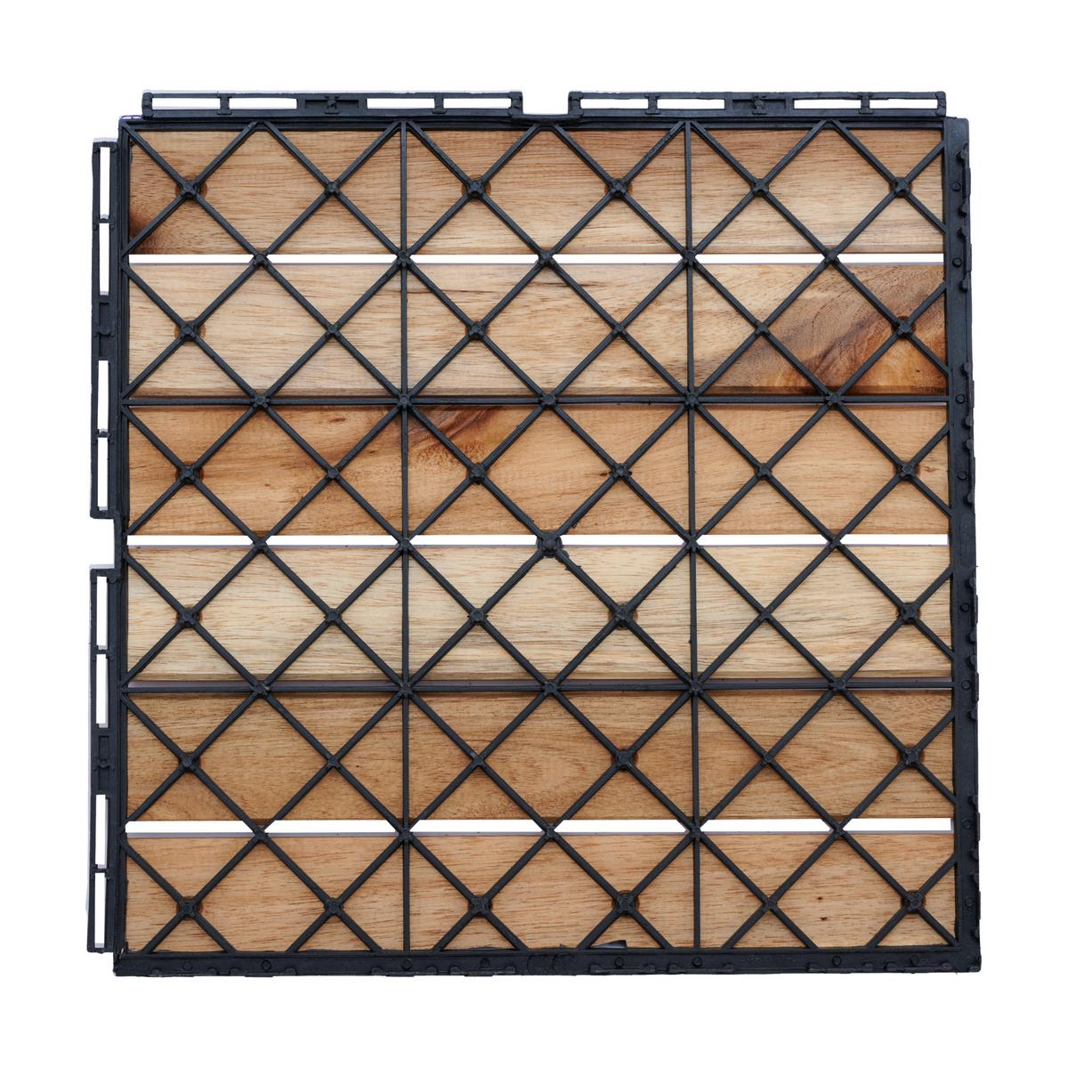 KLICKFLIESEN-SET 10 TLG. Alliste - Naturfarben, Holz (30/30/1.9cm) - casa.pro