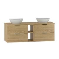 DOPPELWASCHTISCH 140.6cm Astrid Holz - Braun, Holzwerkstoff (140.6/52.2/46.5cm) - Petits-meubles
