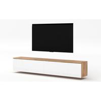 LOWBOARD Loriano 2x100 Eiche Wotan, Weiß Hochglanz 200/34/32 cm – TV Bank - Braun/Weiß, Holzwerkstoff/Kunststoff (200/34/32cm) - AX Living