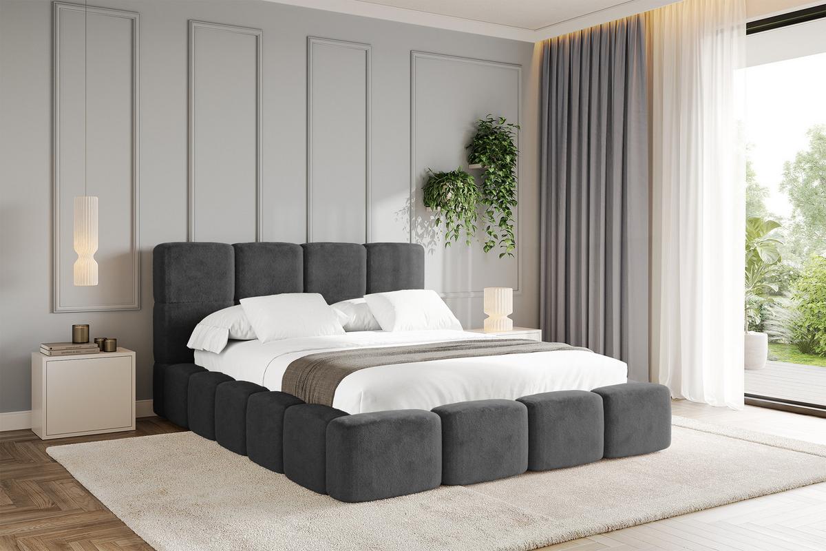 POLSTERBETT mit Bettkasten und Lattenrost mit Kopfteil, Boxbett ohne Matratze, mit Stauraum - NATA 200x200 Dunkelgrau - Dunkelgrau, Holzwerkstoff/Textil (200/200cm) - ALTDECOR