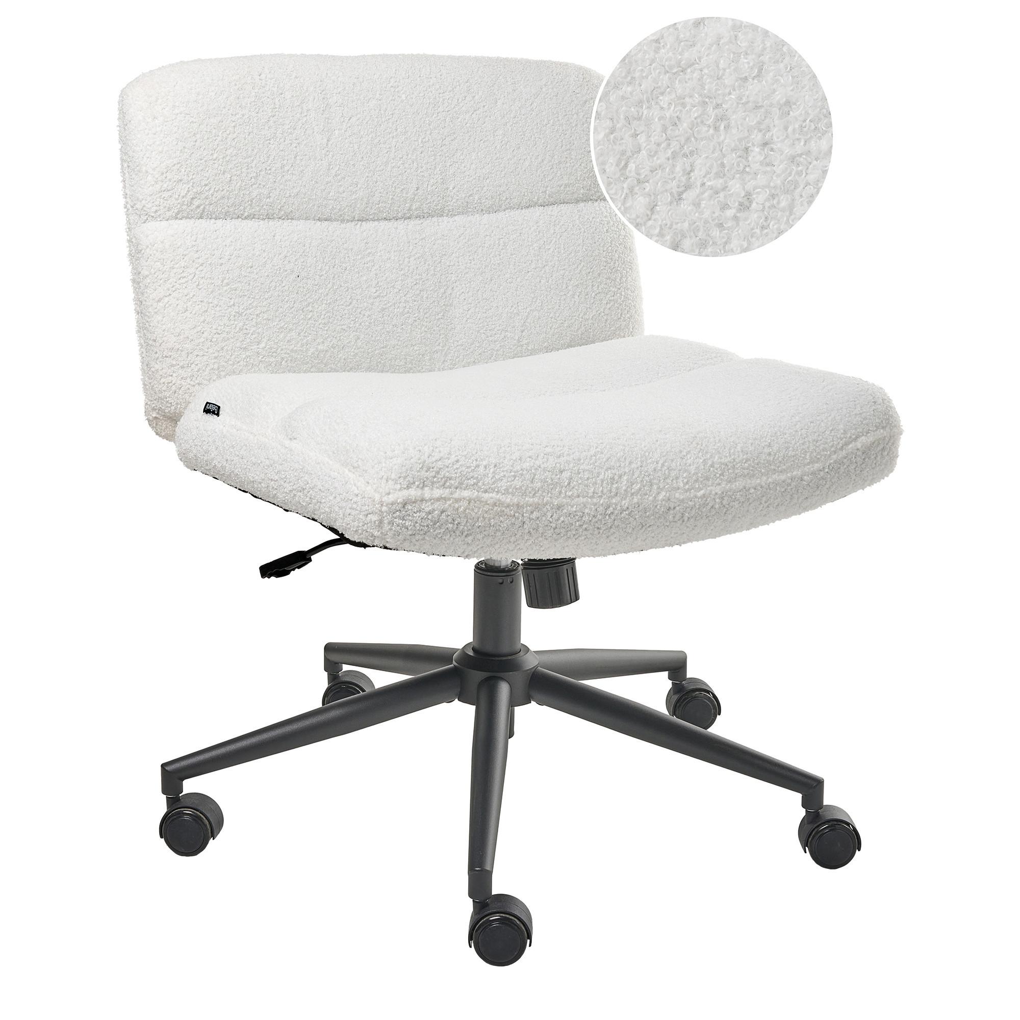 SCHREIBTISCHSTUHL Bouclé Weiß Catlin - Weiß, Textil (64/80/68cm) - Beliani