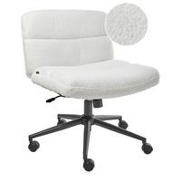 SCHREIBTISCHSTUHL Bouclé Weiß Catlin - Weiß, Textil (64/80/68cm) - Beliani