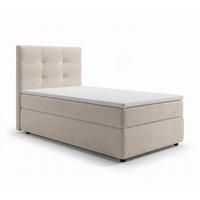 BOXBETT SAKARYA 120x200 cm mit Bettkasten und Matratze - Beige + TOPPER - Beige/Schwarz, Holz/Holzwerkstoff (120/200cm) - AX Living