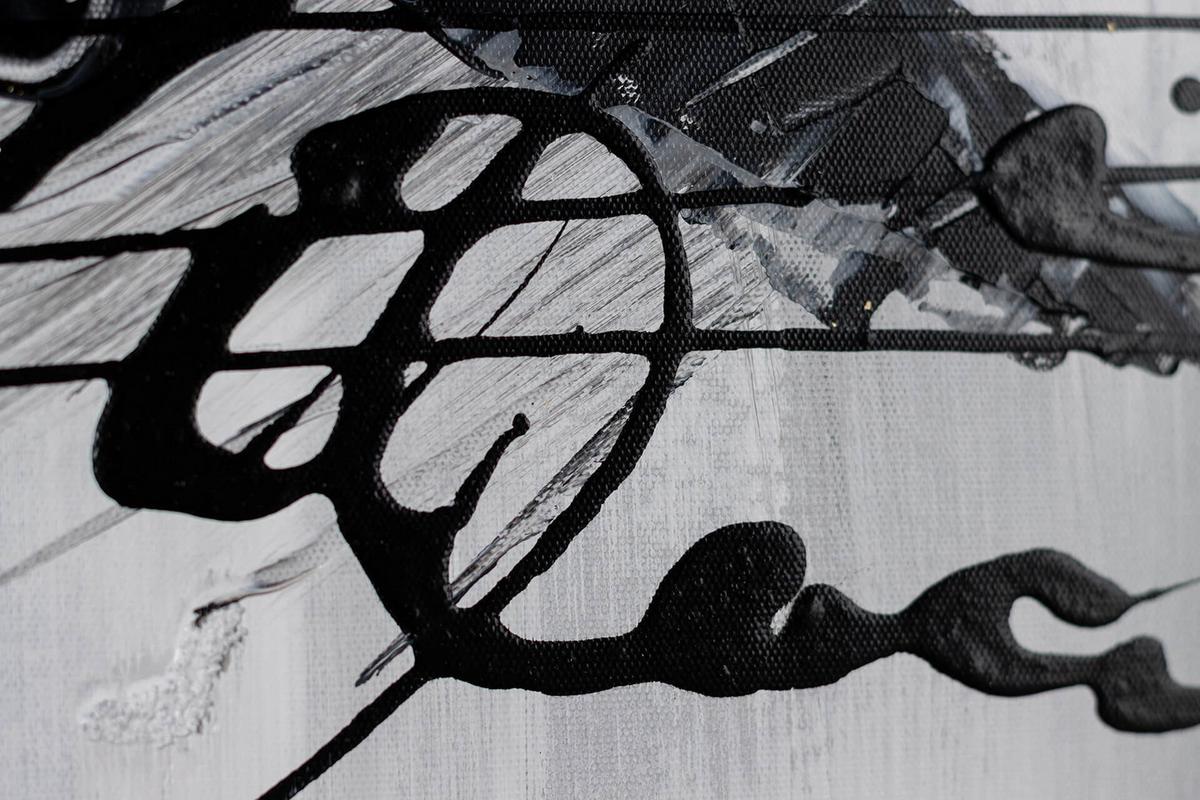 ACRYLBILD HANDGEMALT 60/90 cm - Schwarz, Holz/Textil (60/90cm) - KUNSTLOFT