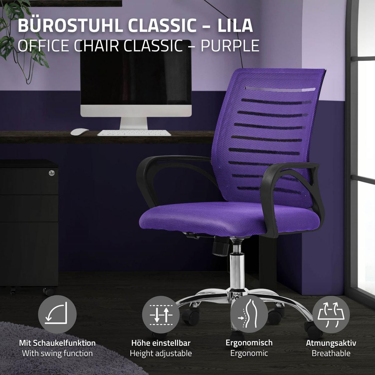 BÜROSTUHL Lila - Violett, Metall (54/99/59cm) - ML-DESIGN
