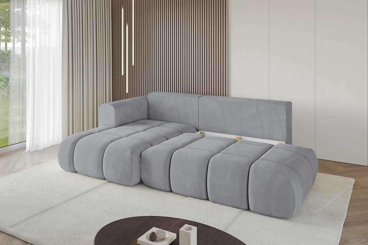 ECKSOFA Ottomane Links CLOUD-L 280x185x90 Hellgrau Velours - Hellgrau, Holzwerkstoff/Kunststoff (180/289cm) - ALTDECOR