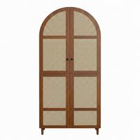 KLEIDERSCHRANK Nussbaum Rattan Gebogene Türen Kleiderstange & Schublade - Walnussfarben, Holzwerkstoff (80/179/50cm) - Urban Meuble