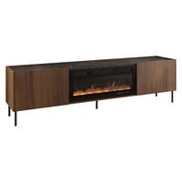 TV-LOWBOARD Tewos 200 K mit Kamin - Nussbaumfarben/Schwarz, Holzwerkstoff/Metall (200/55/37cm) - MIRJAN24