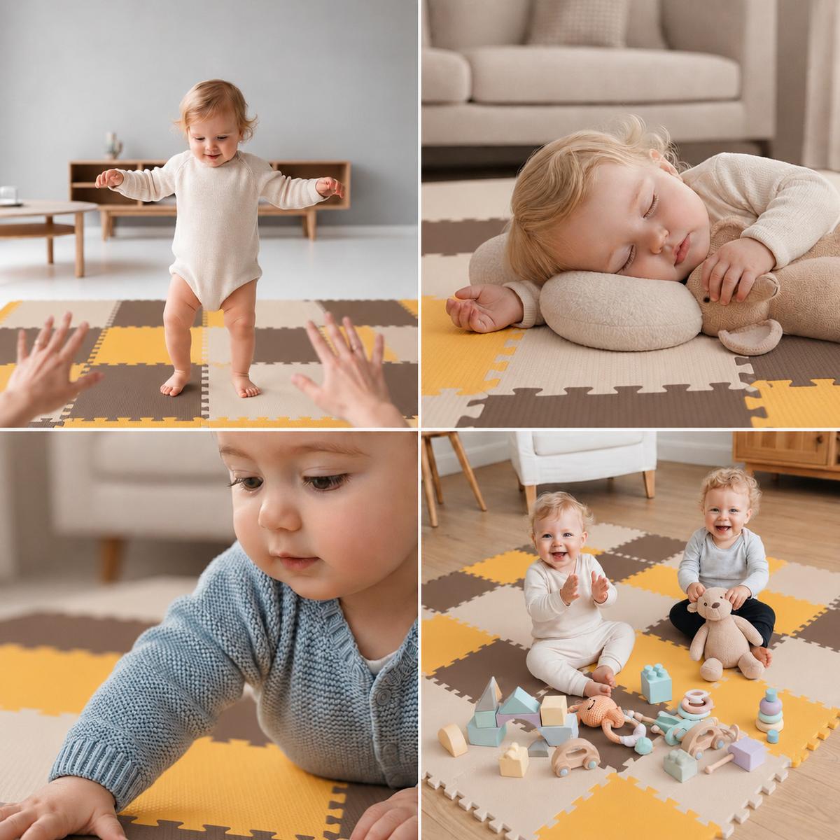 SPIELMATTE ab Null - 270/90 cm Puzzlematte Beige - Multicolor, Kunststoff (30/30cm) - Littletom