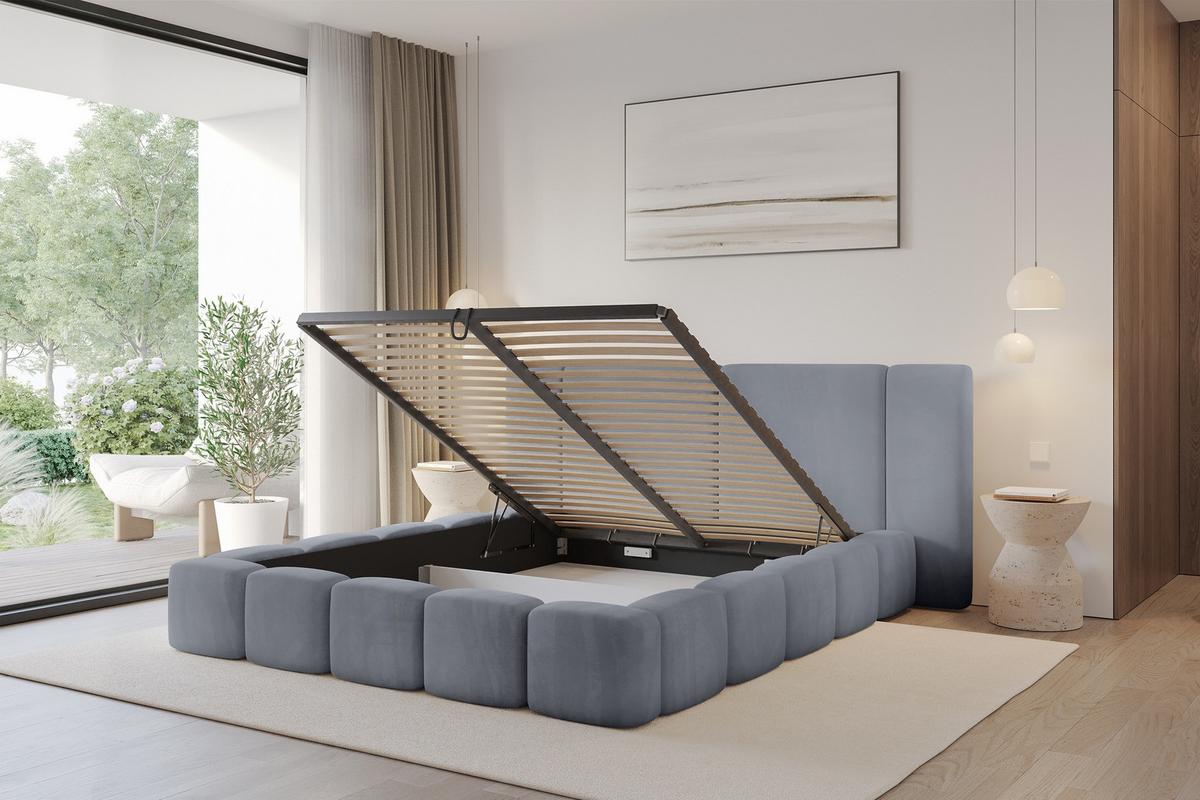 POLSTERBETT mit Bettkasten und Lattenrost, Boxbett ohne Matratze - NILO 200x200 Grau - Grau, Holzwerkstoff/Textil (200/200cm) - ALTDECOR