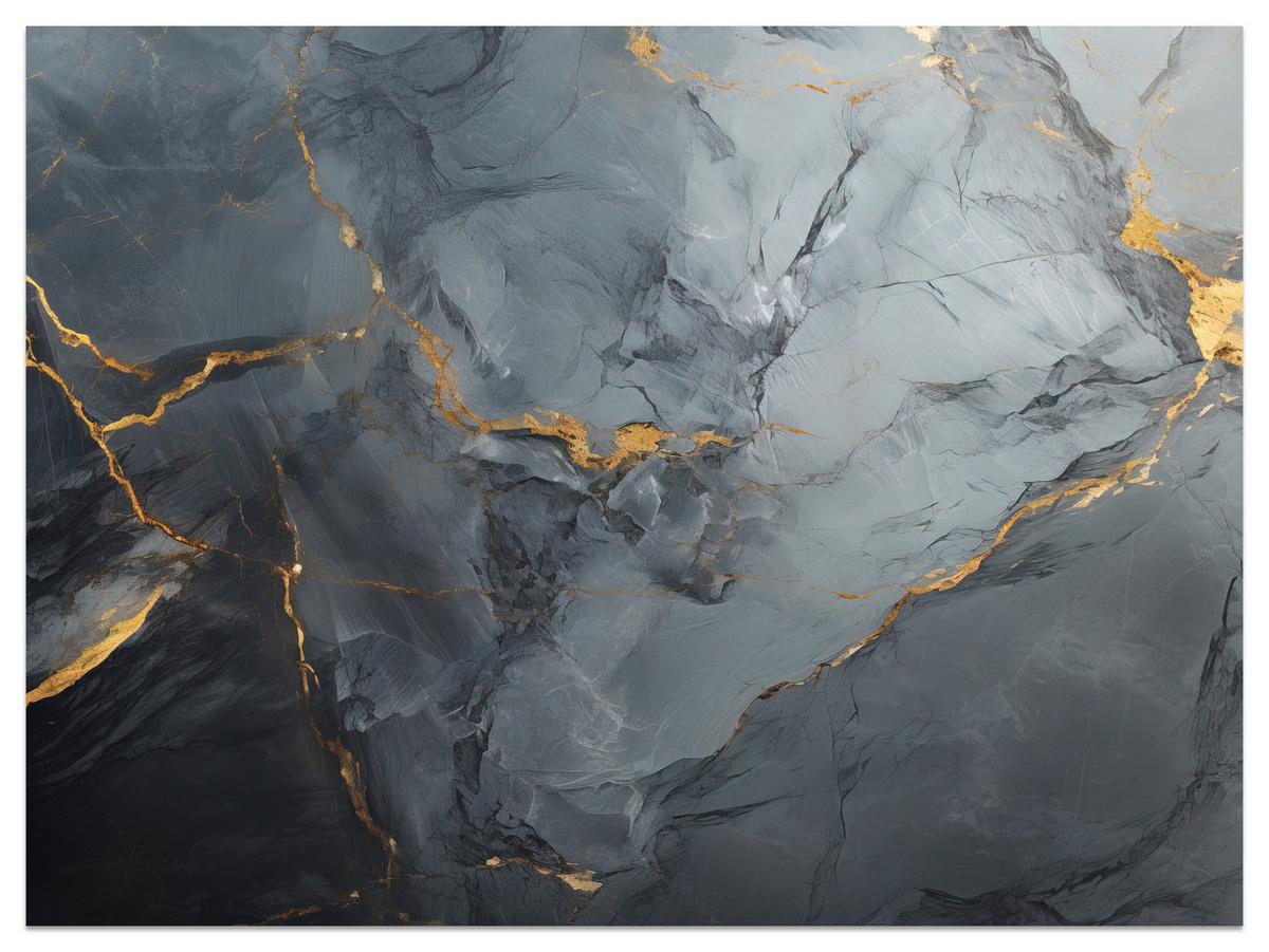 FOTOTAPETE Natürliche Marmorstruktur 300x210 - Goldfarben/Schwarz, Papier (300/210cm) - Muralo