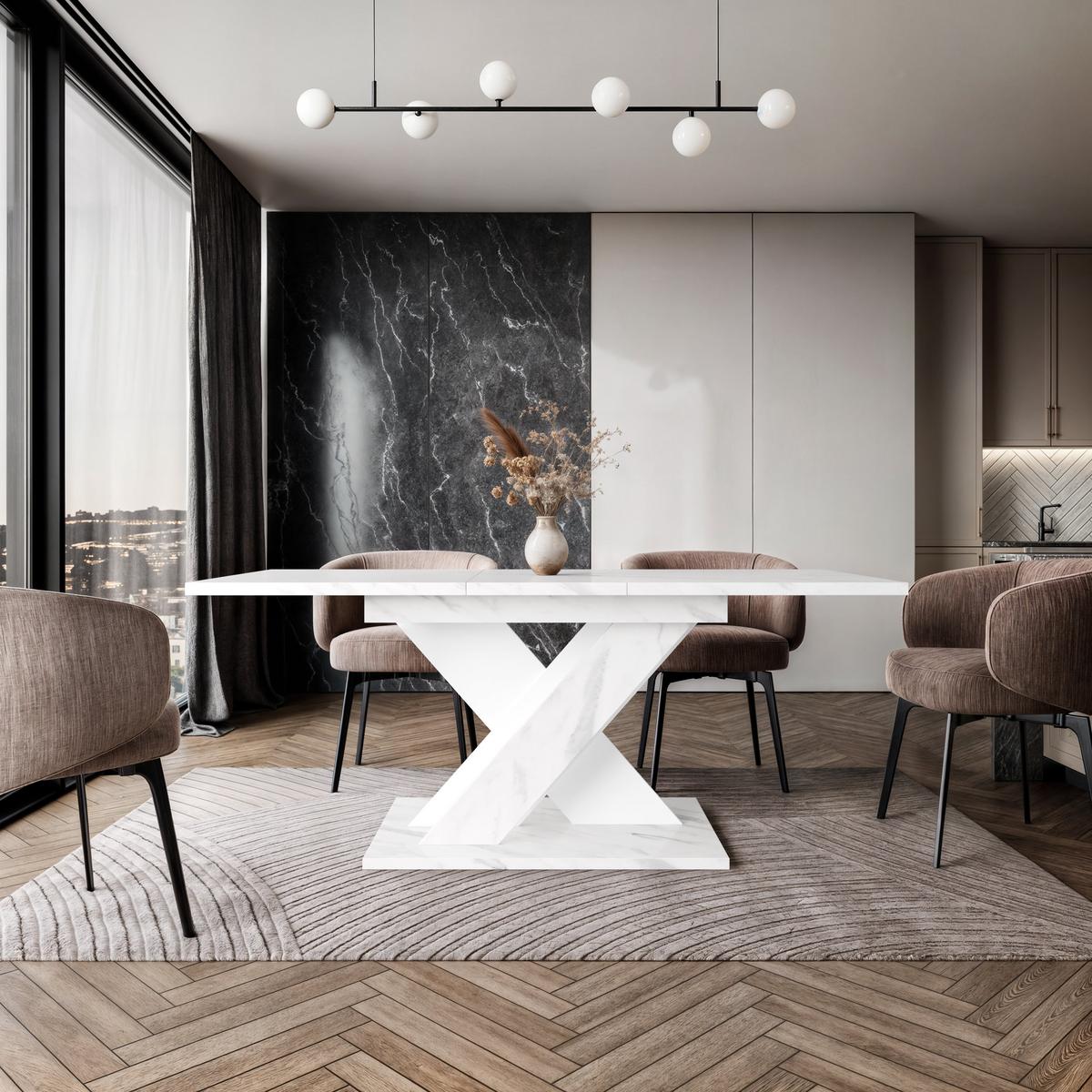 ESSTISCH MERKAS Ausziehbar 120 - 160 / 80 x 76 cm - Hellgrau/Weiß, Holz (120/80/76cm) - MASSENO