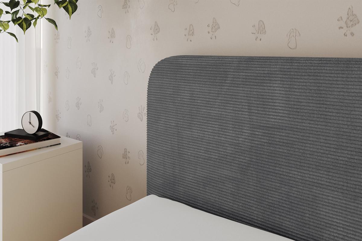 EINZELLBETT Jugendbett mit Bettkasten, Rechts - ALVY 90x200 Dunkelgrau - Schieferfarben, Holzwerkstoff/Textil (90/200cm) - ALTDECOR
