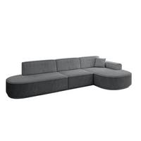 ECKSOFA Ottomane Rechts MARI-L2-v3 - 328x171x83 cm Dunkelgrau Cord - Dunkelgrau/Schwarz, Holzwerkstoff/Kunststoff (171/328cm) - ALTDECOR