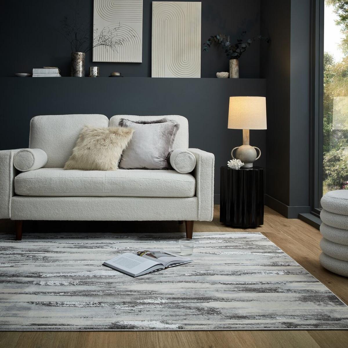 TEPPICH ZENNOR, abstrakt, Silber, 80 x 150 cm - Silberfarben, Textil (80/150cm) - KADIMA DESIGN