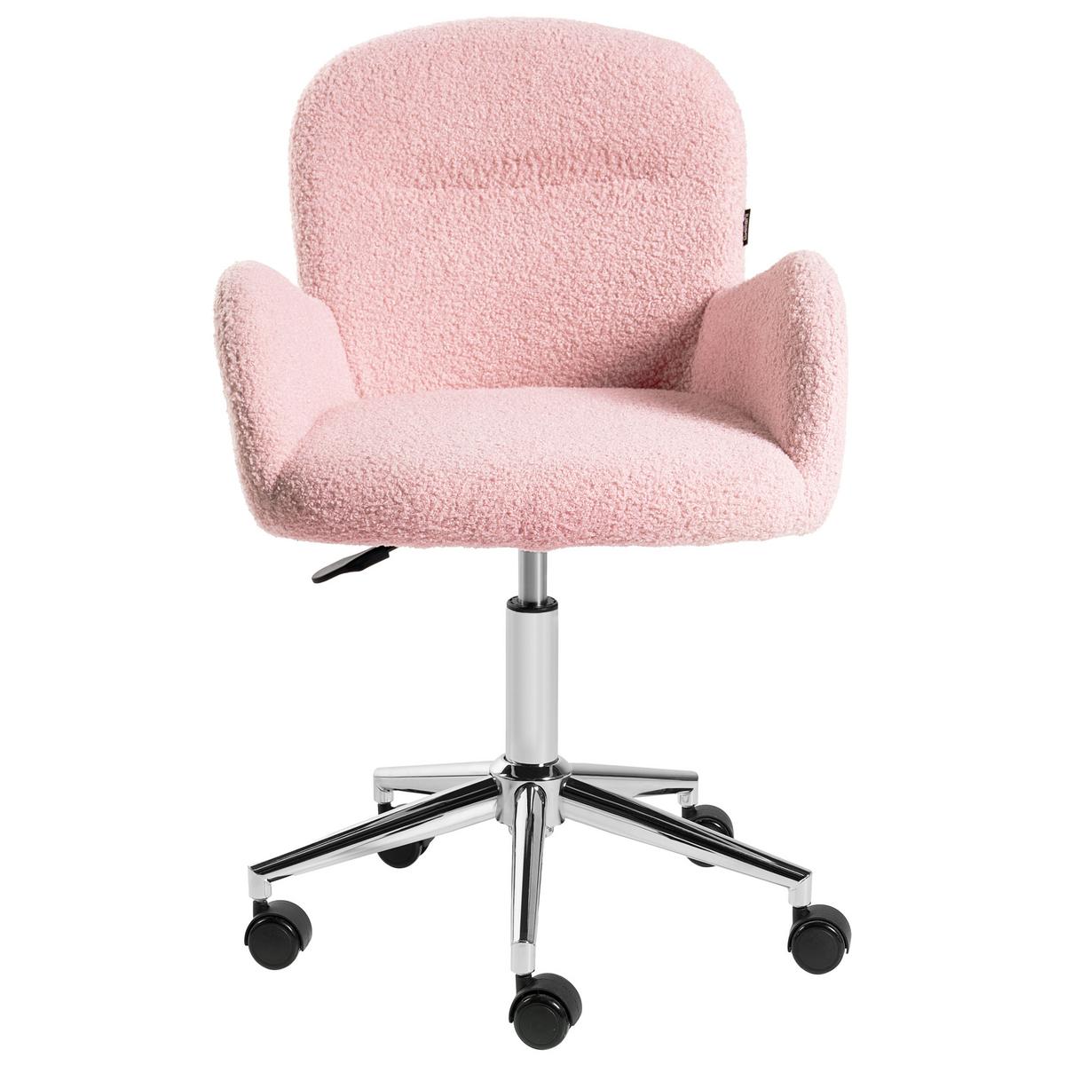 SCHREIBTISCHSTUHL Bouclé Pastellrosa Priddy - Pink, Textil (60/79/60cm) - Beliani