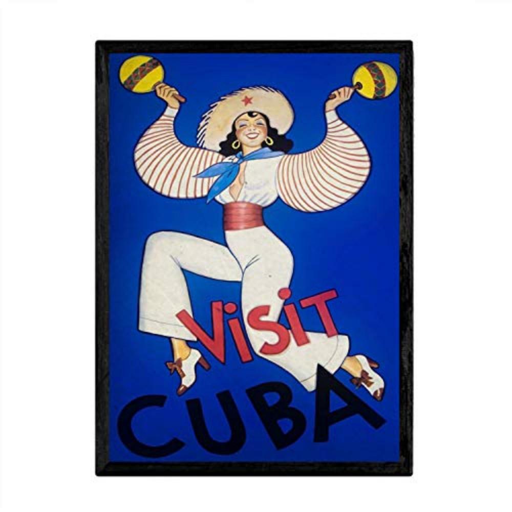 POSTER Kuba Vintage A4 Schwarzer Rahmen - Schwarz, Papier (29.7/5/21cm) - Nacnic