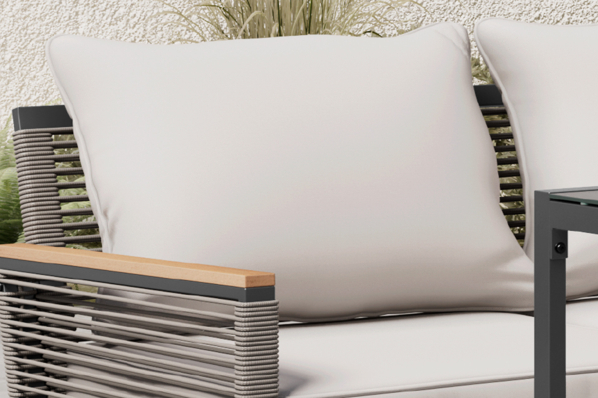 Dining Loungeset hellgrau Outdoorstoff 