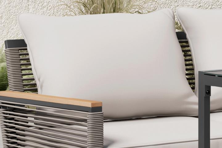 Dining Loungeset hellgrau Outdoorstoff