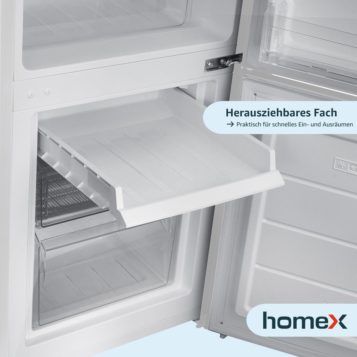 KÜHL-GEFRIER-KOMBINATION, freistehend, 173 Liter Nutzinhalt, 4-Sterne Gefrieren, Höhe 142,5 cm, 40 dB, Kühlschrank mit Gefrierfach groß, CFS1110-W - Weiß, Glas/Kunststoff (49.5/142.5/56cm) - homeX