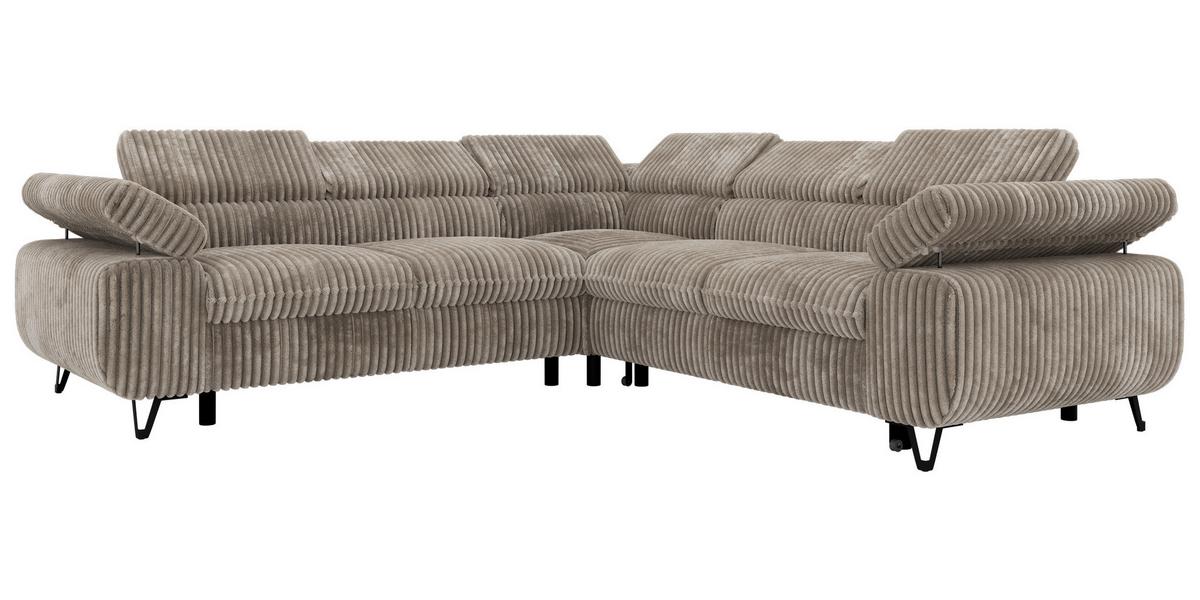 ECKSOFA QUADRO L - Hellbraun Cord - Links Seite - Hellbraun/Schwarz, Textil/Metall (269/269cm) - MKS