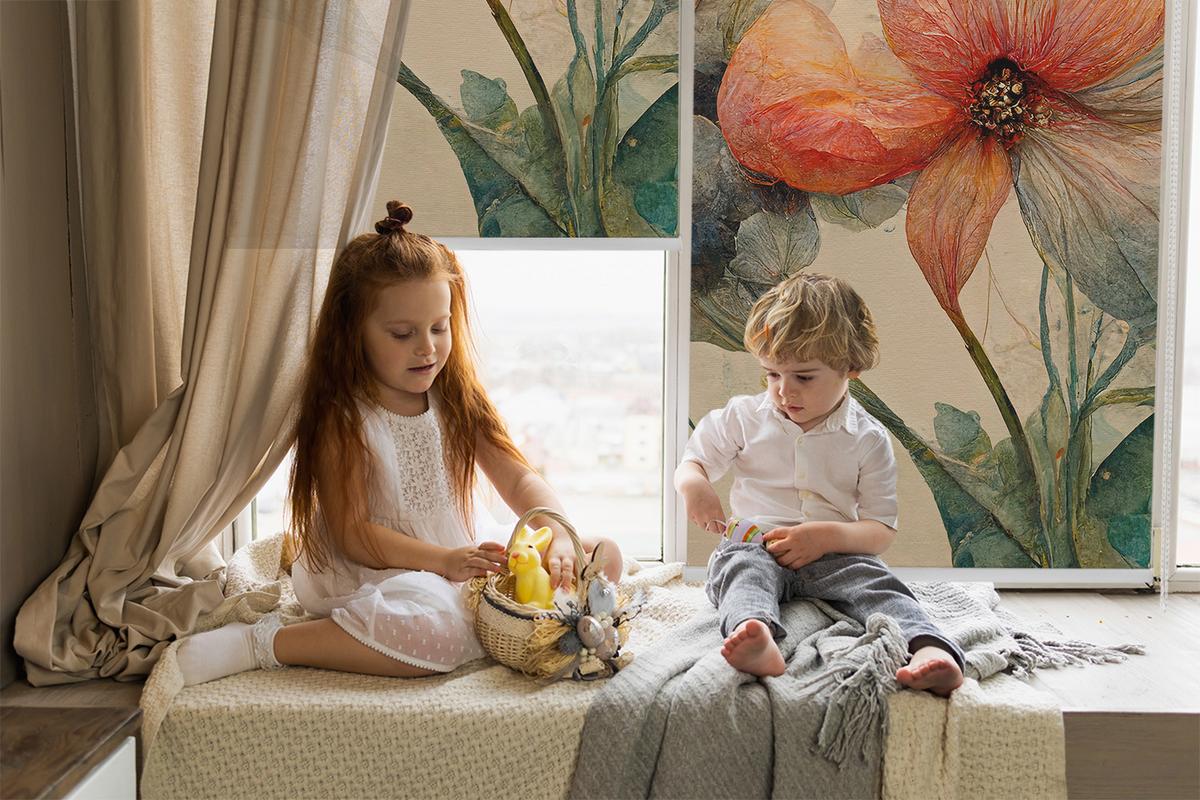 INNENROLLO - Fensterrollo - Rollo - 140x140 cm - Blume - Braun, Kunststoff (140/140/0.5cm) - TULUP