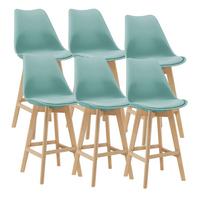 BARSTUHL Lublin 6er-Set - Hellblau, Leder (48/105/58cm) - [en.casa]