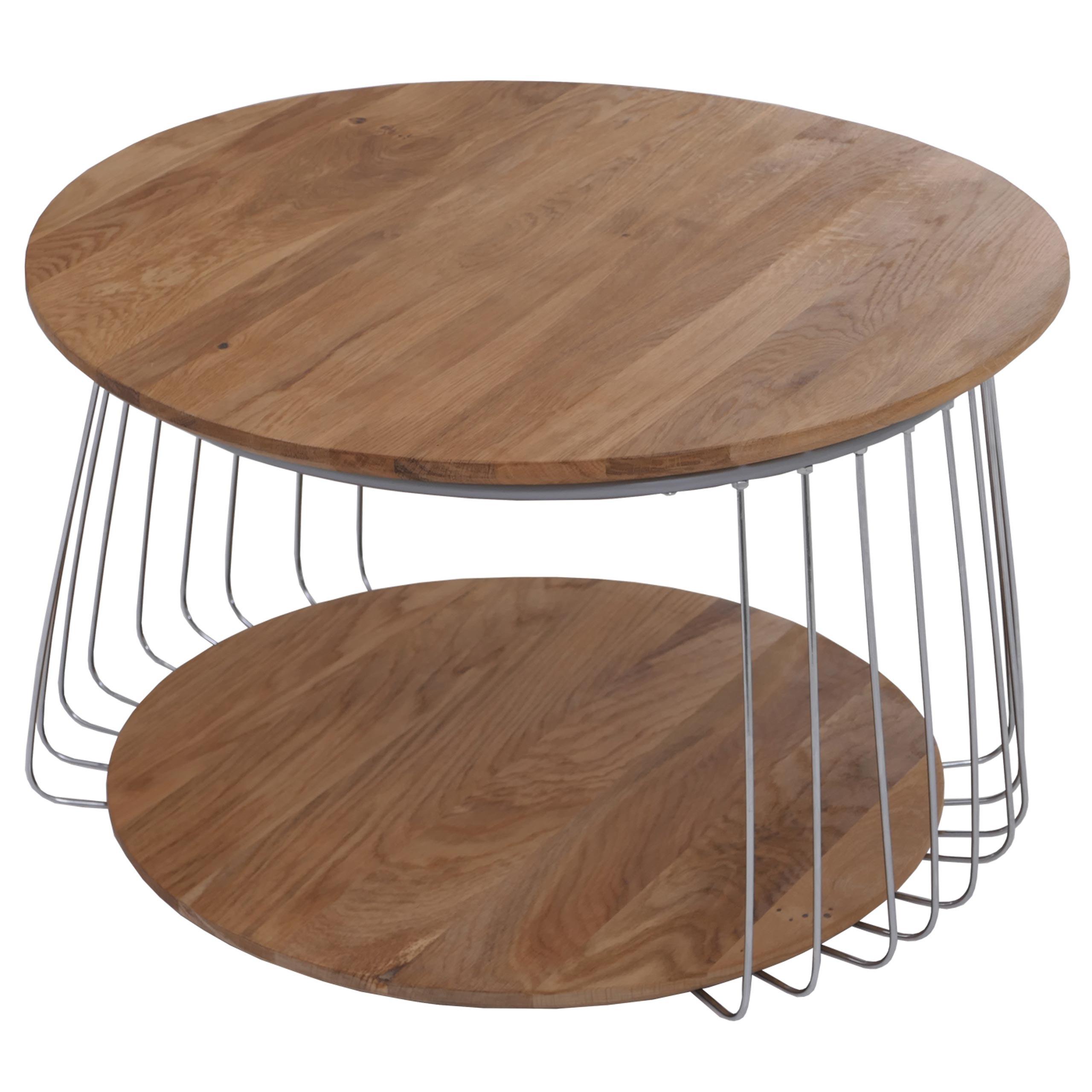 COUCHTISCH rund Braun, Silber - Silberfarben/Braun, Holz (70/70/44cm) - MCW
