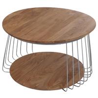 COUCHTISCH rund Braun, Silber - Silberfarben/Braun, Holz (70/70/44cm) - MCW