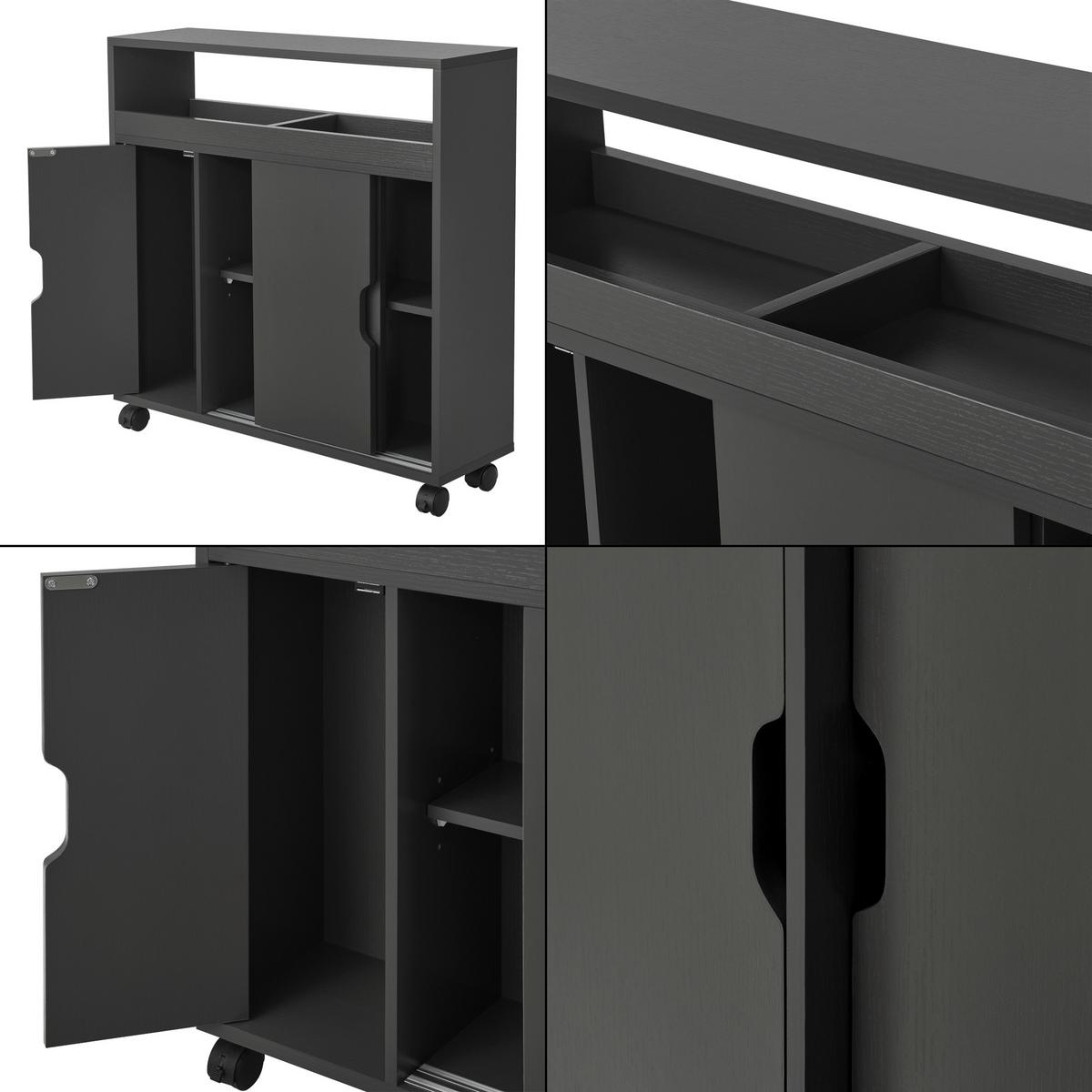 SEITENSCHRANK Lumijoki - Dunkelgrau, Holzwerkstoff (70/71/20cm) - [en.casa]